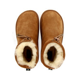 Babouche in montone naturale chestnut alta con laccio