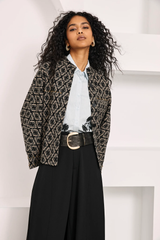 Oversized geometric jacquard jacket