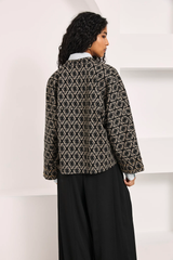 Oversized geometric jacquard jacket