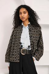 Oversized geometric jacquard jacket