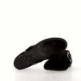 Black suede ballerina with strap