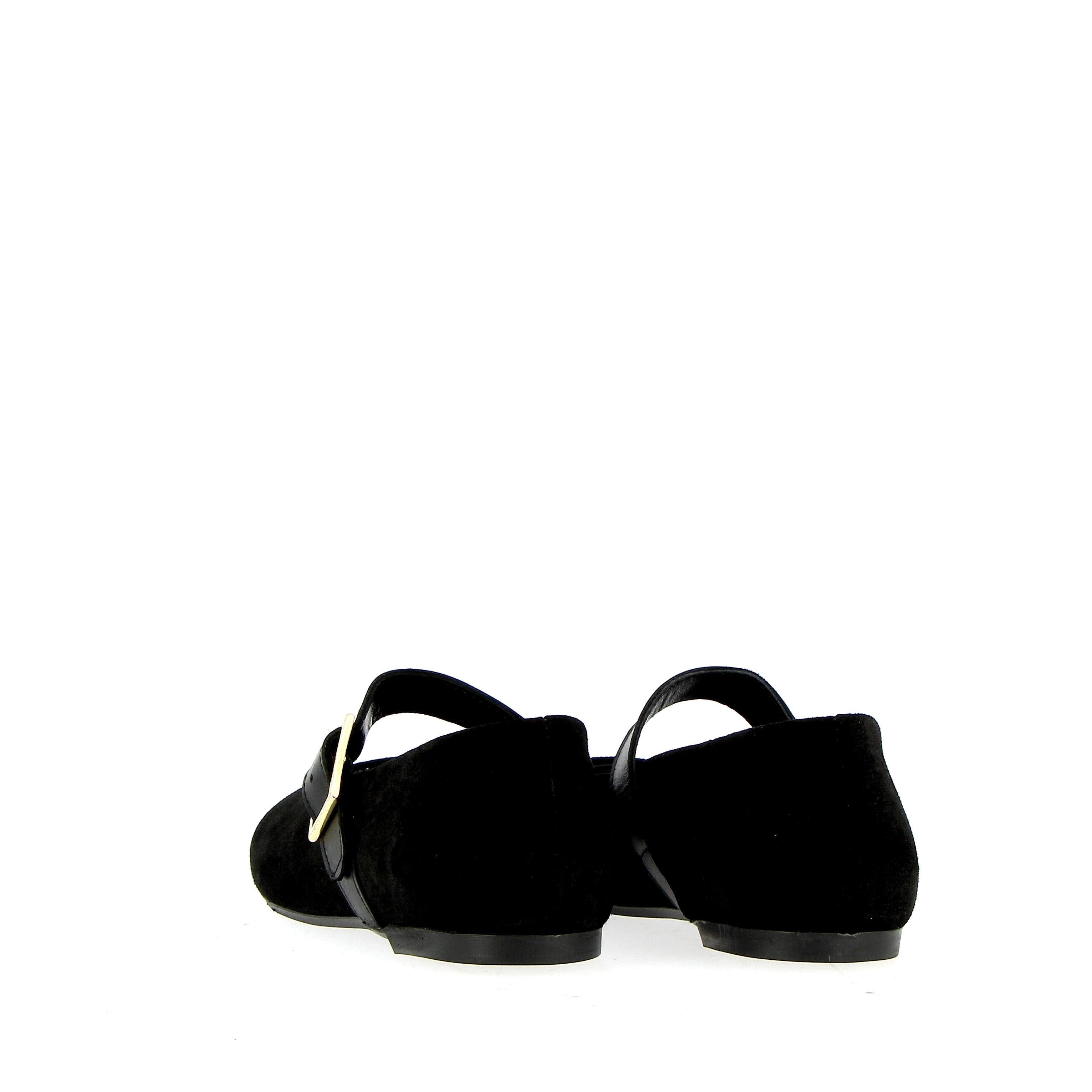 Black suede ballerina with strap