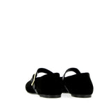 Black suede ballerina with strap