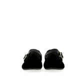 Black suede ballerina with strap