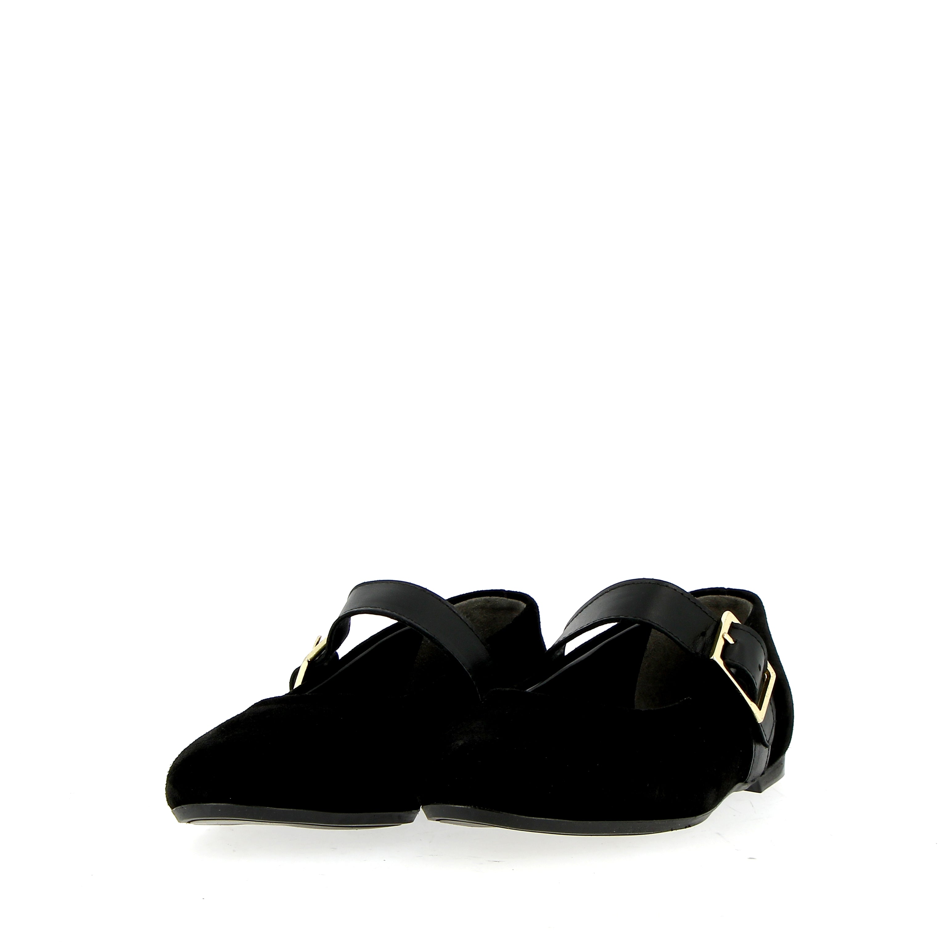 Black suede ballerina with strap