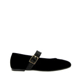 Black suede ballerina with strap