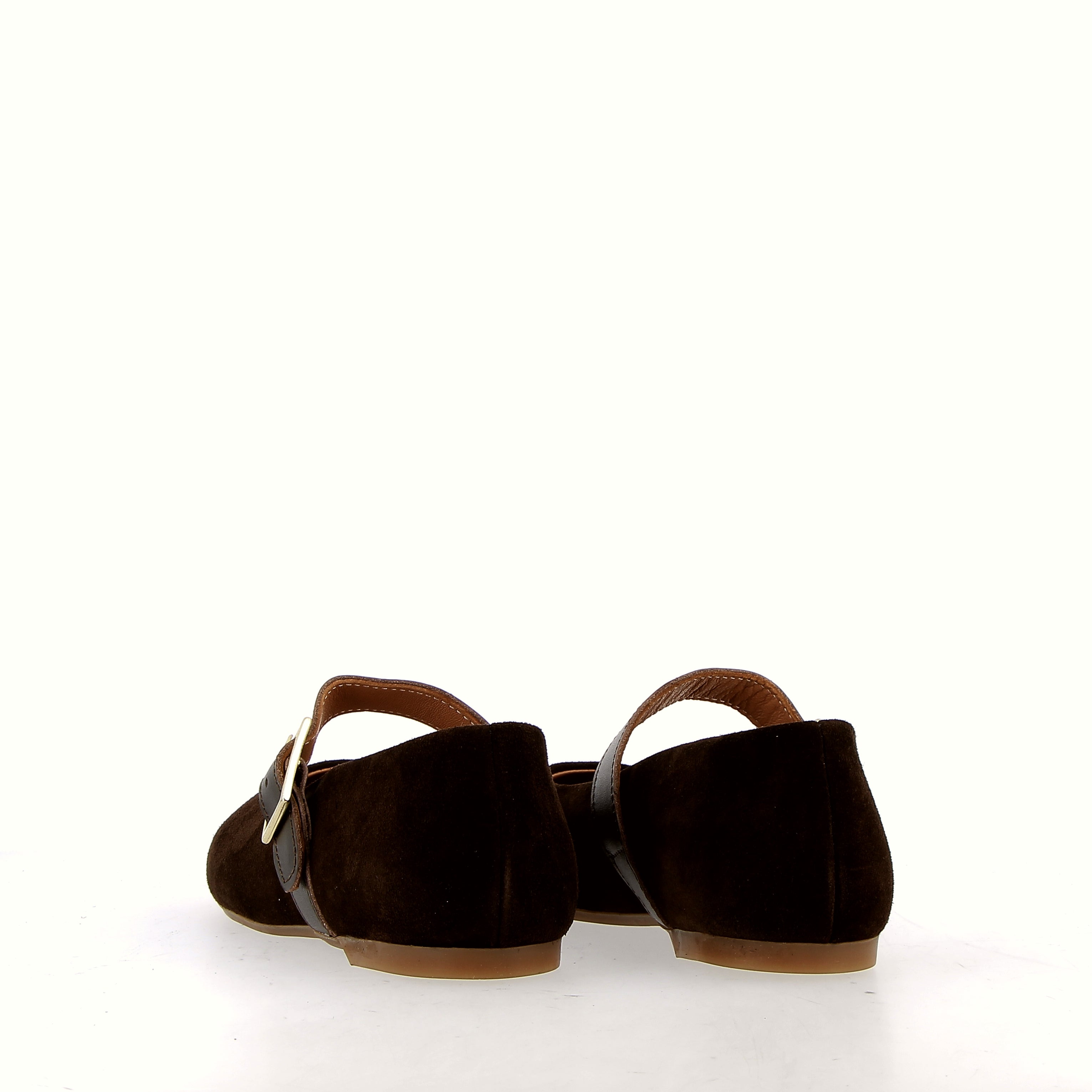 Suede ballerina flats in black with a strap.