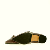 Ballerina in velluto taupe con cinturini preziosi