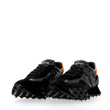 Sneaker in soft black nappa leather with light sole