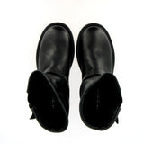 Short black leather biker boot