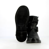 Short black leather biker boot