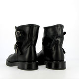 Short black leather biker boot