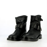 Short black leather biker boot
