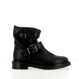 Short black leather biker boot