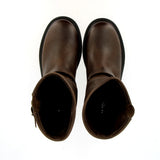 Dark brown leather short biker boot
