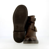 Dark brown leather short biker boot