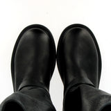 Black leather biker boot