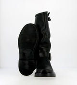 Black leather biker boot