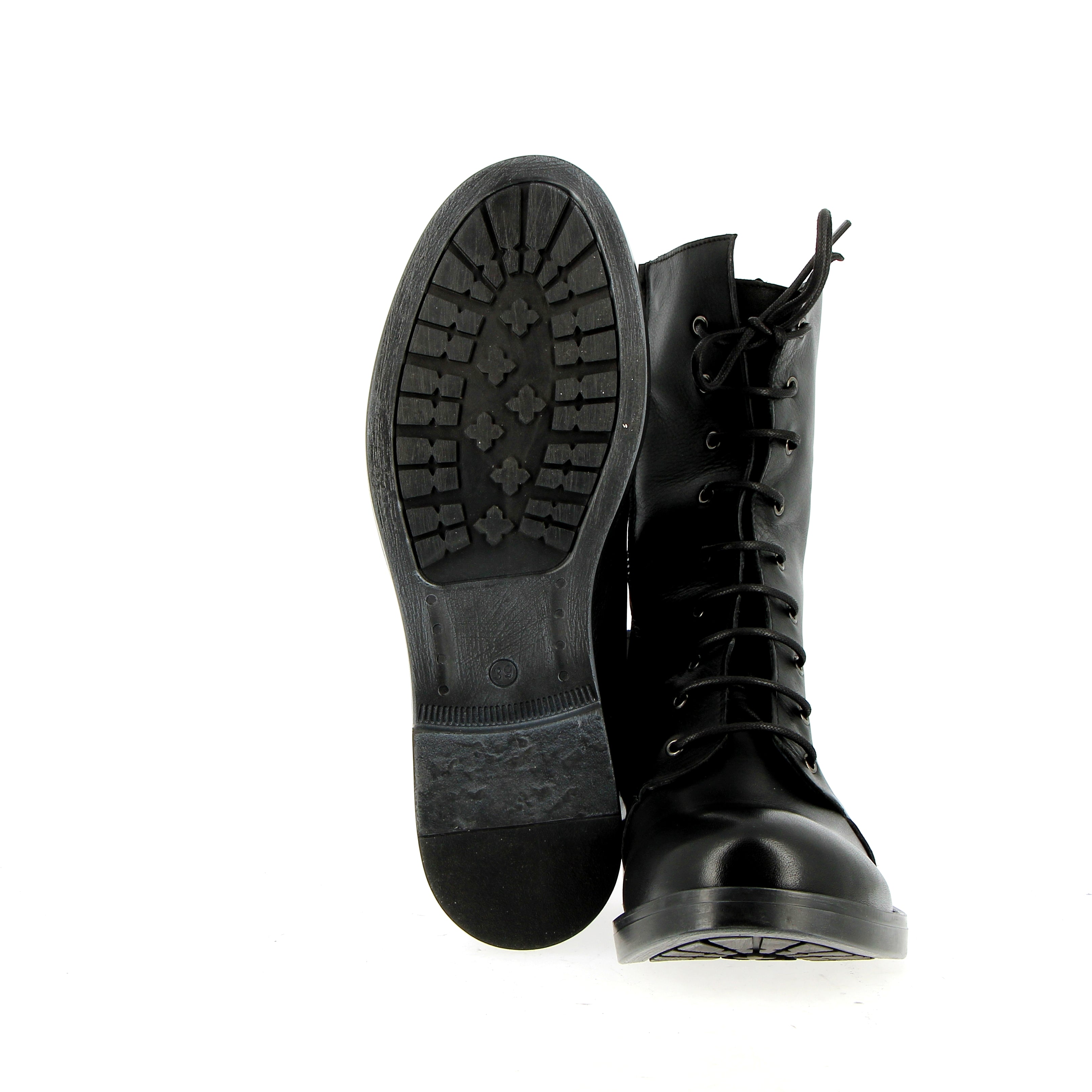 Black Leather Combat Boot