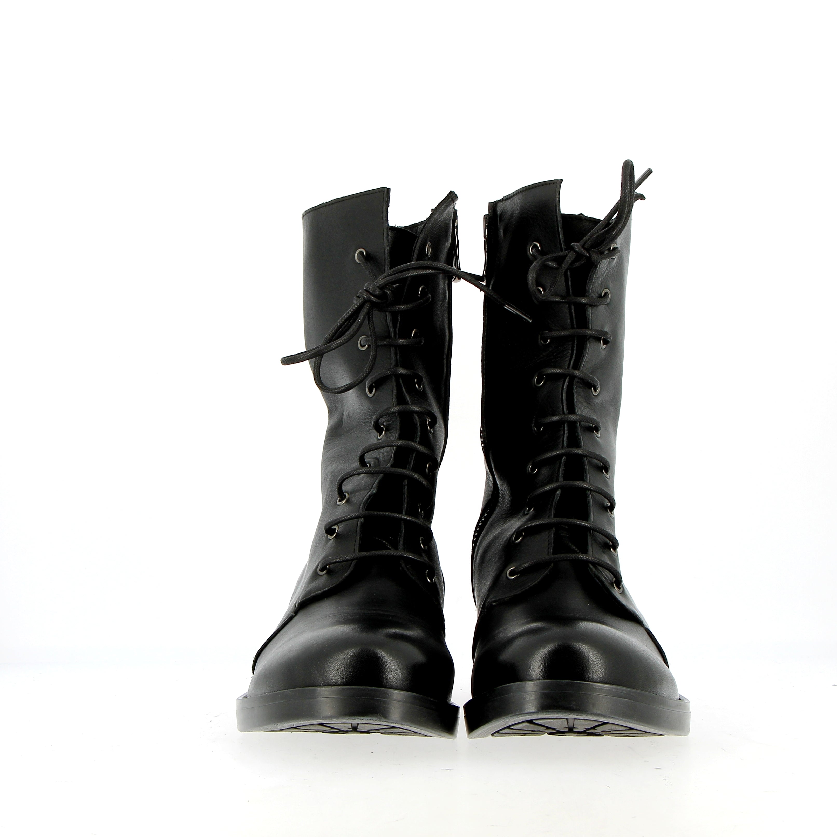 Black Leather Combat Boot