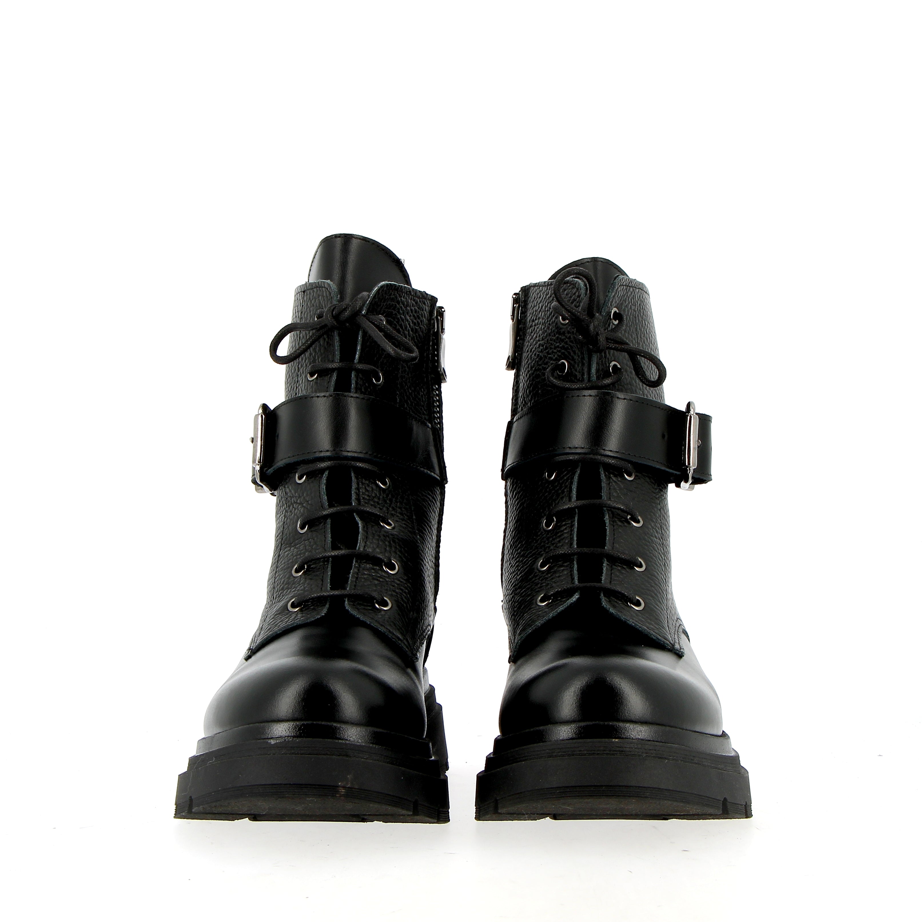 Black leather biker with strap