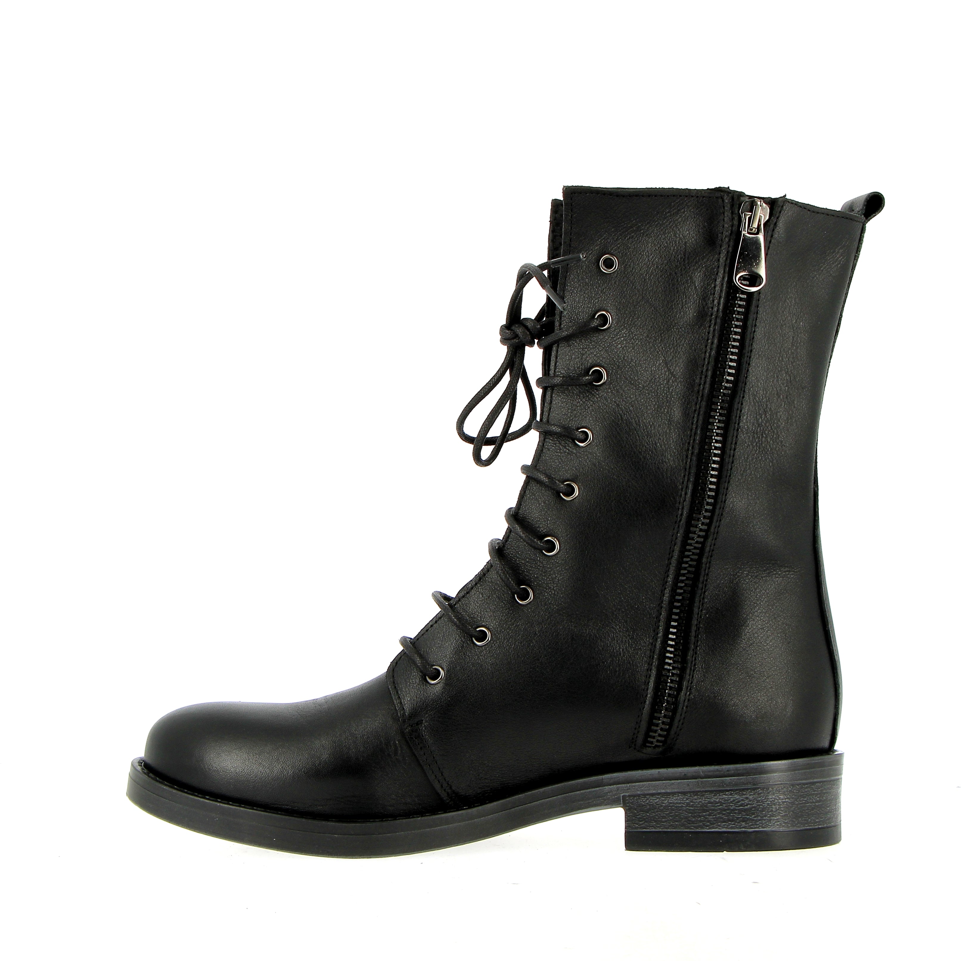 Black Leather Combat Boot