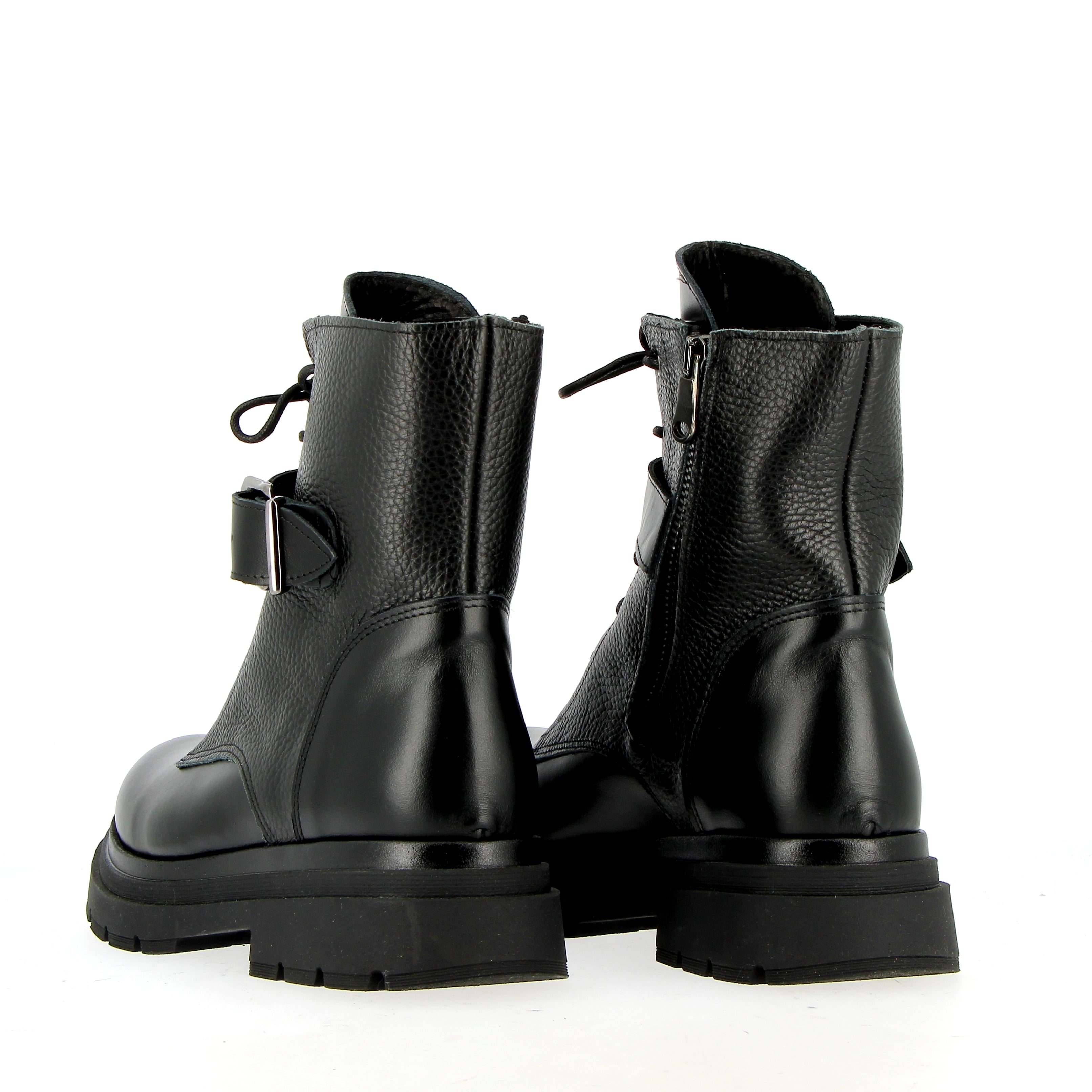 Black leather biker with strap