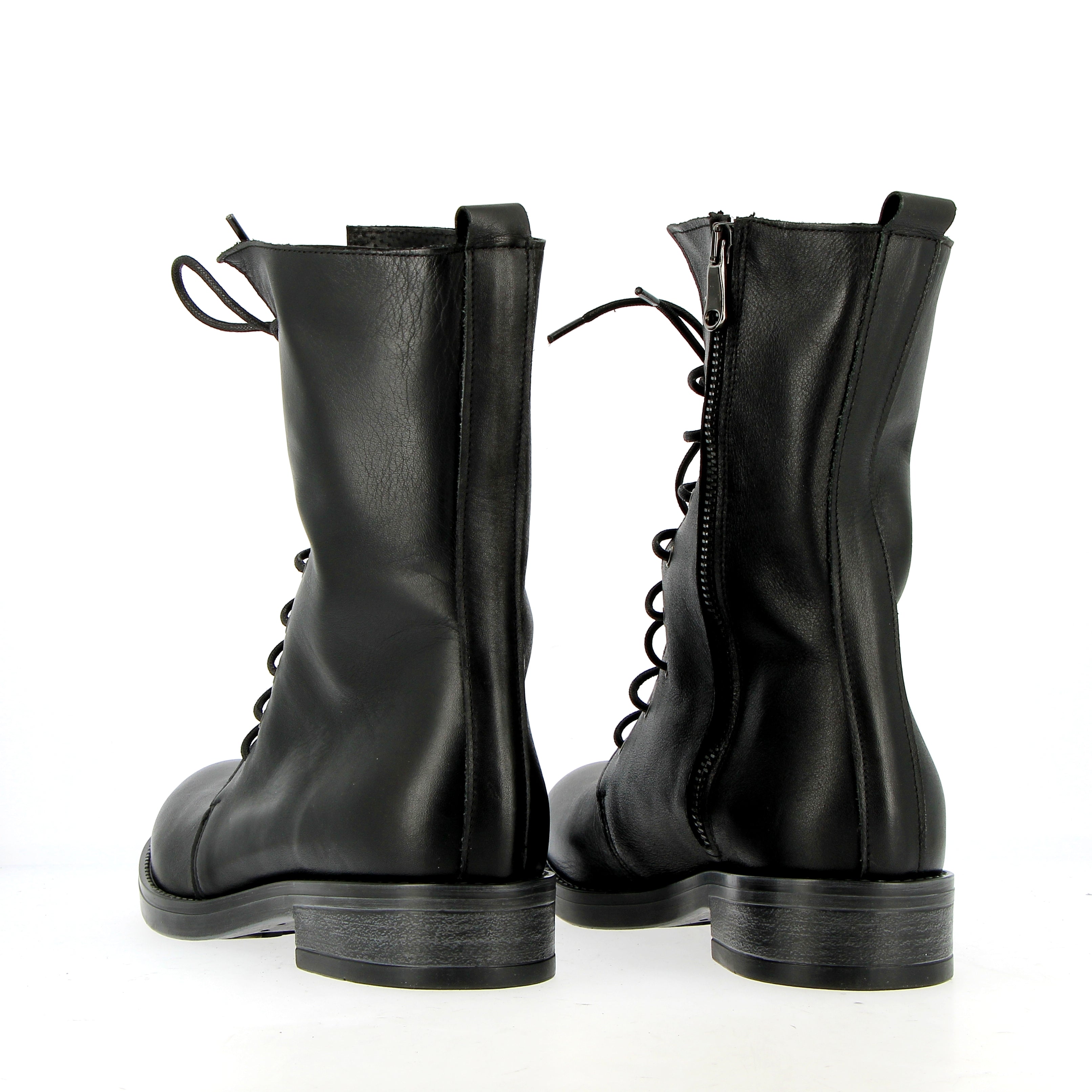 Black Leather Combat Boot