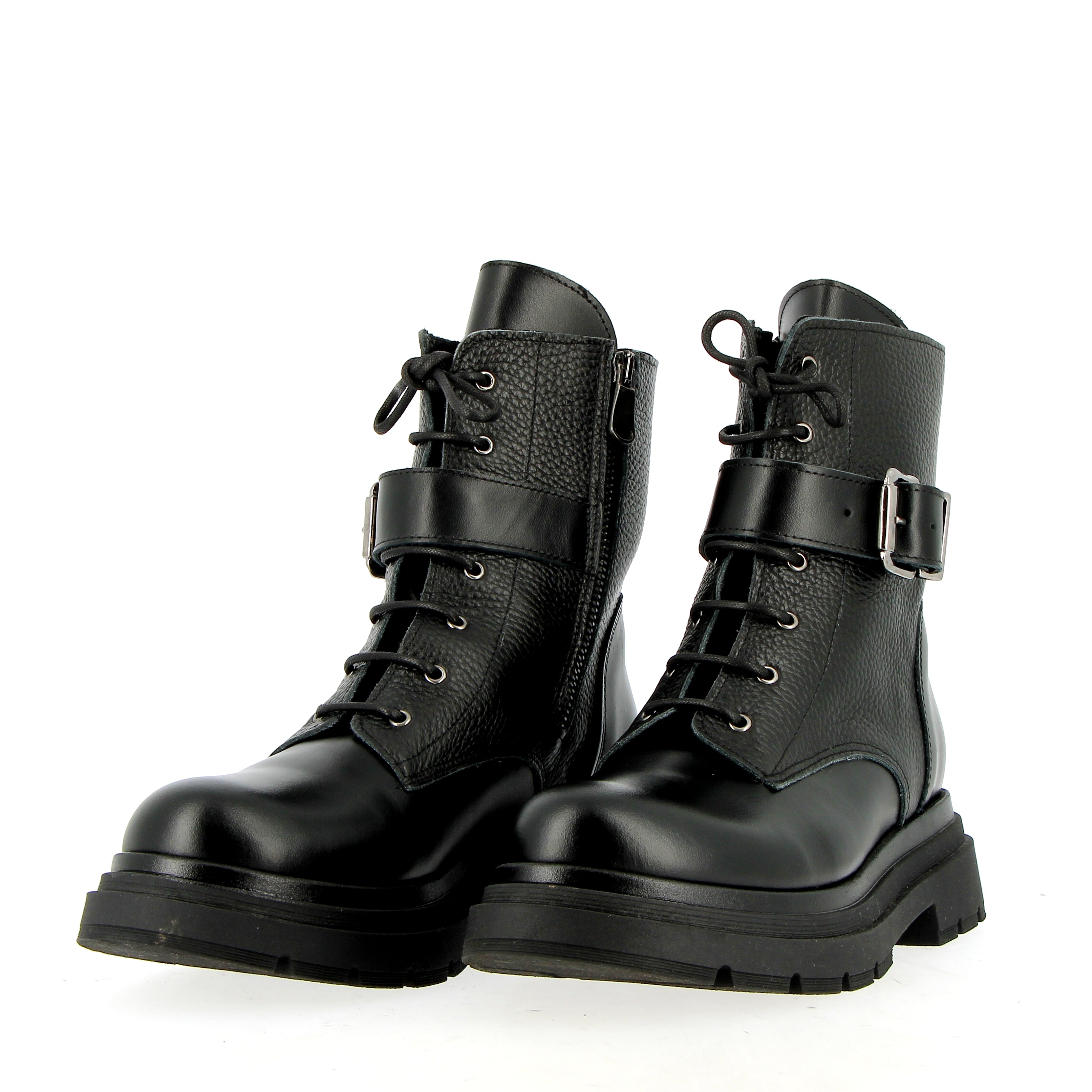 Black leather biker with strap