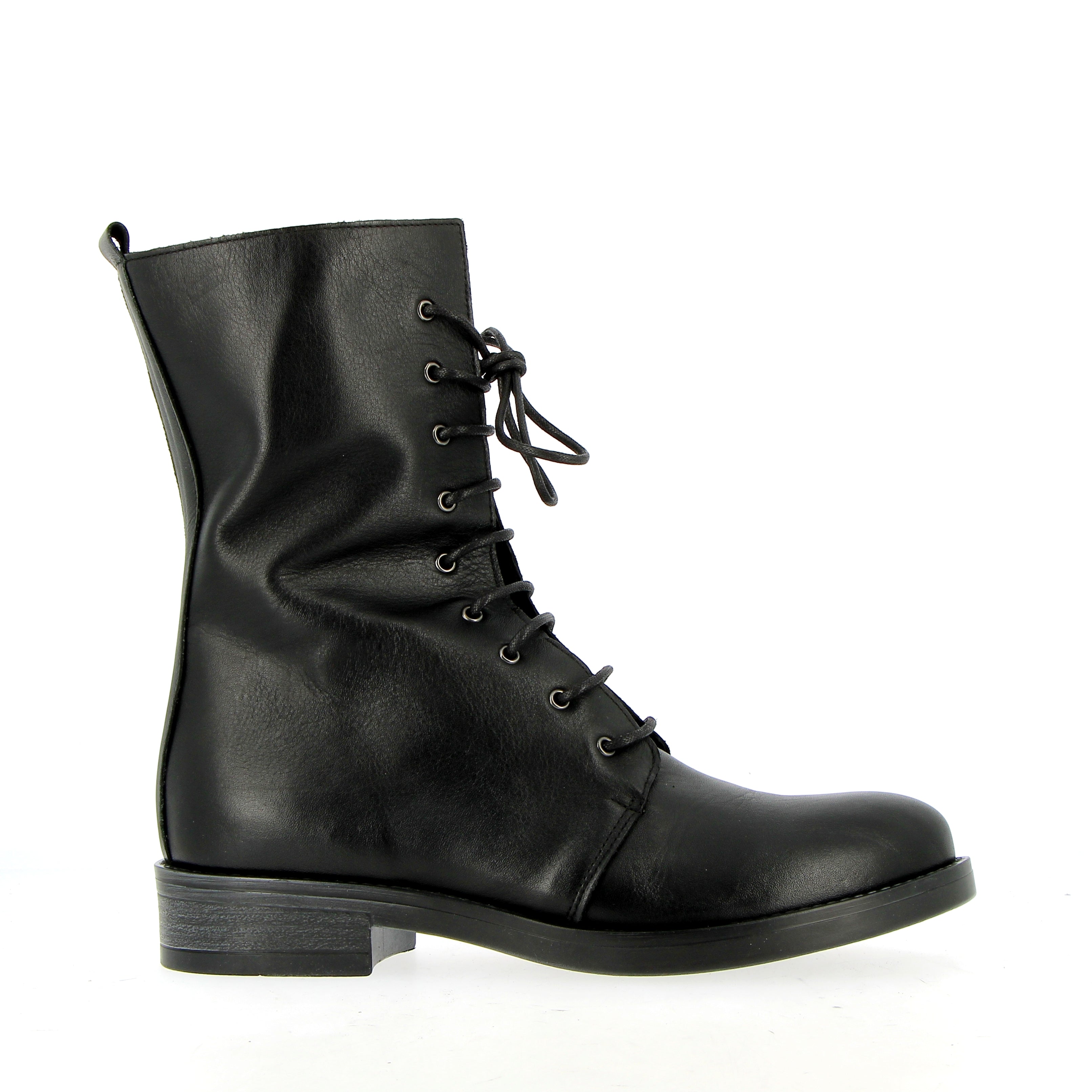Black Leather Combat Boot