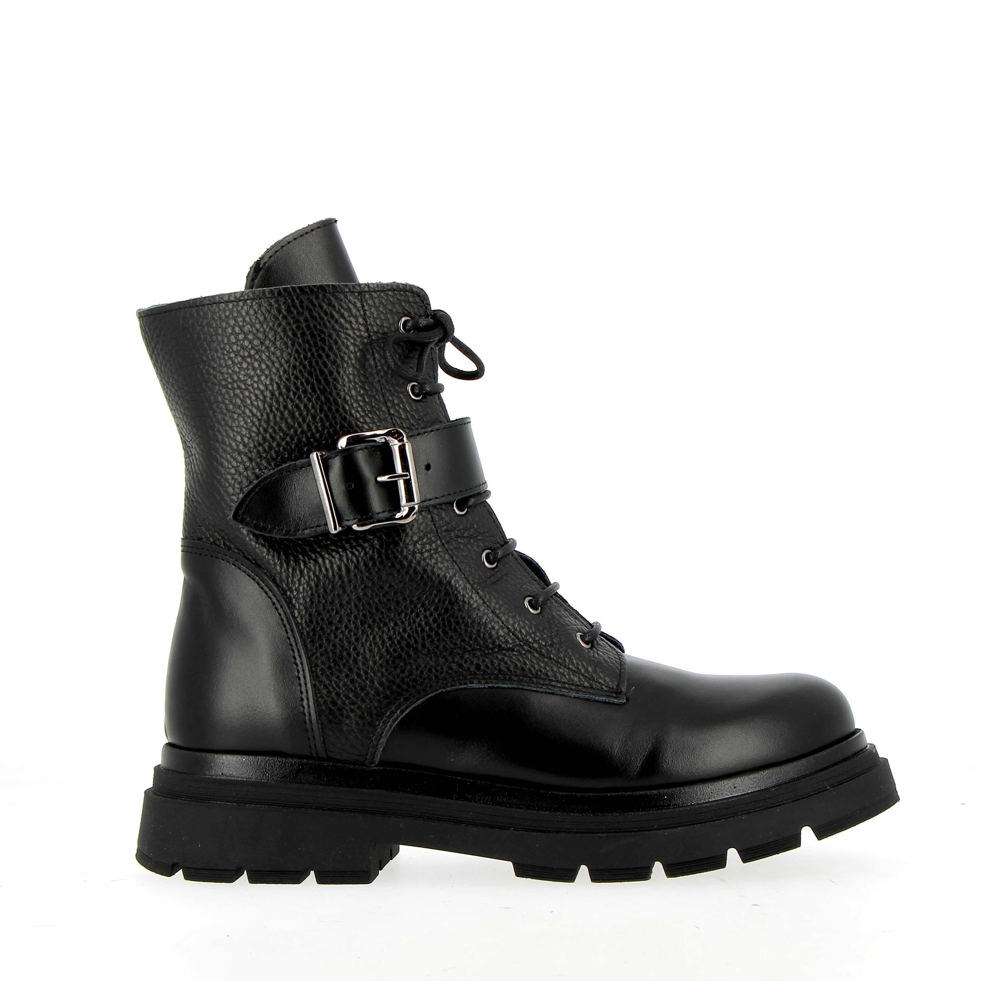 Black leather biker with strap