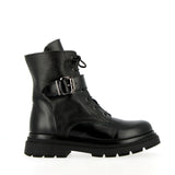 Black leather biker with strap