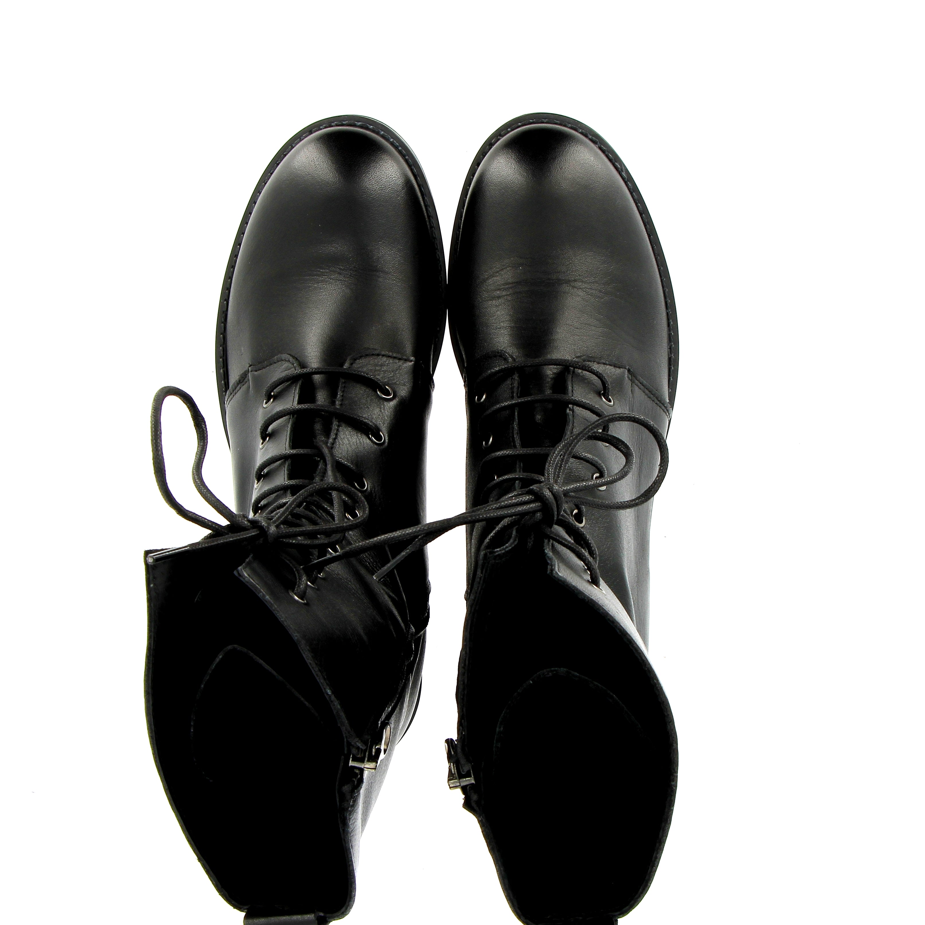 Black Leather Combat Boot