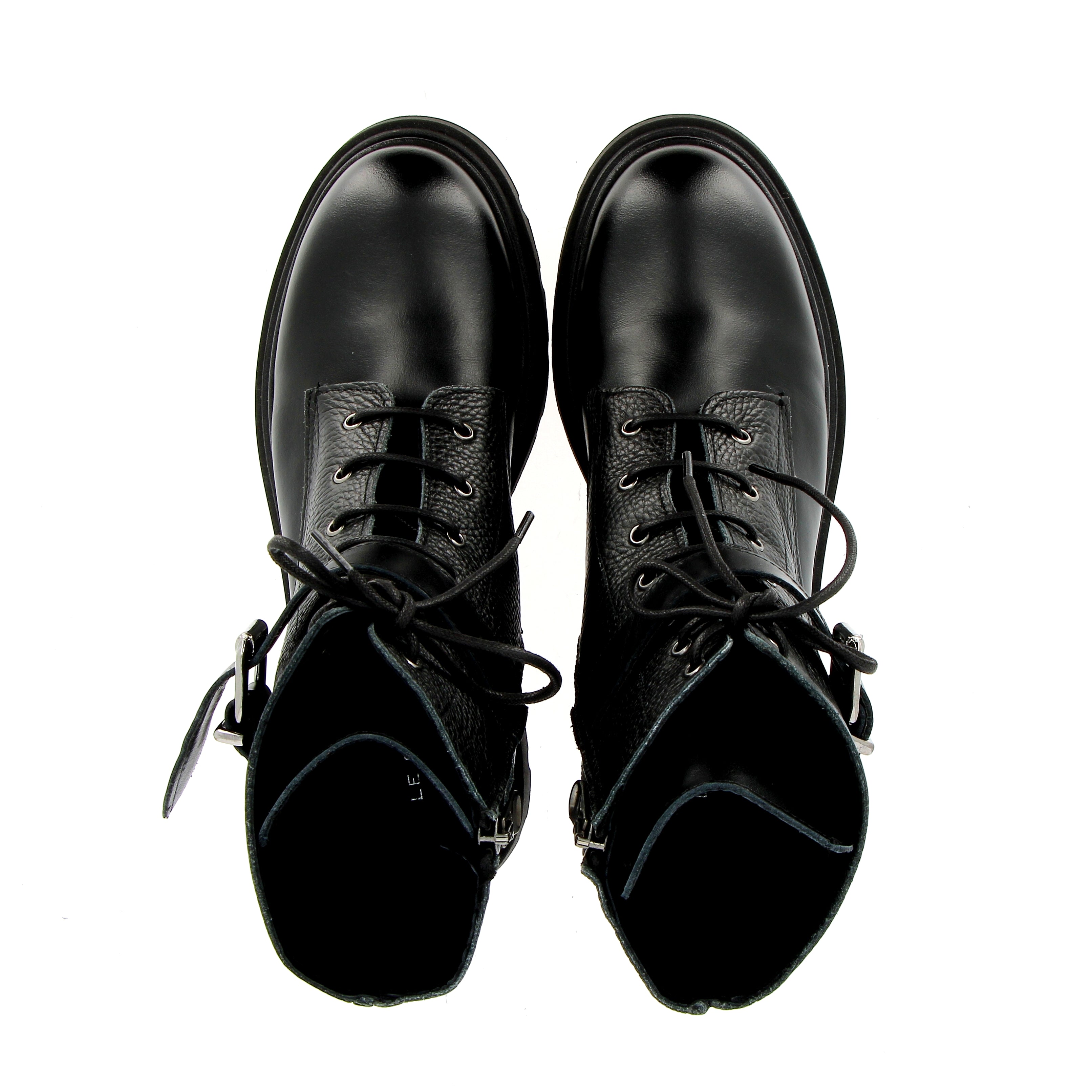 Black leather biker with strap