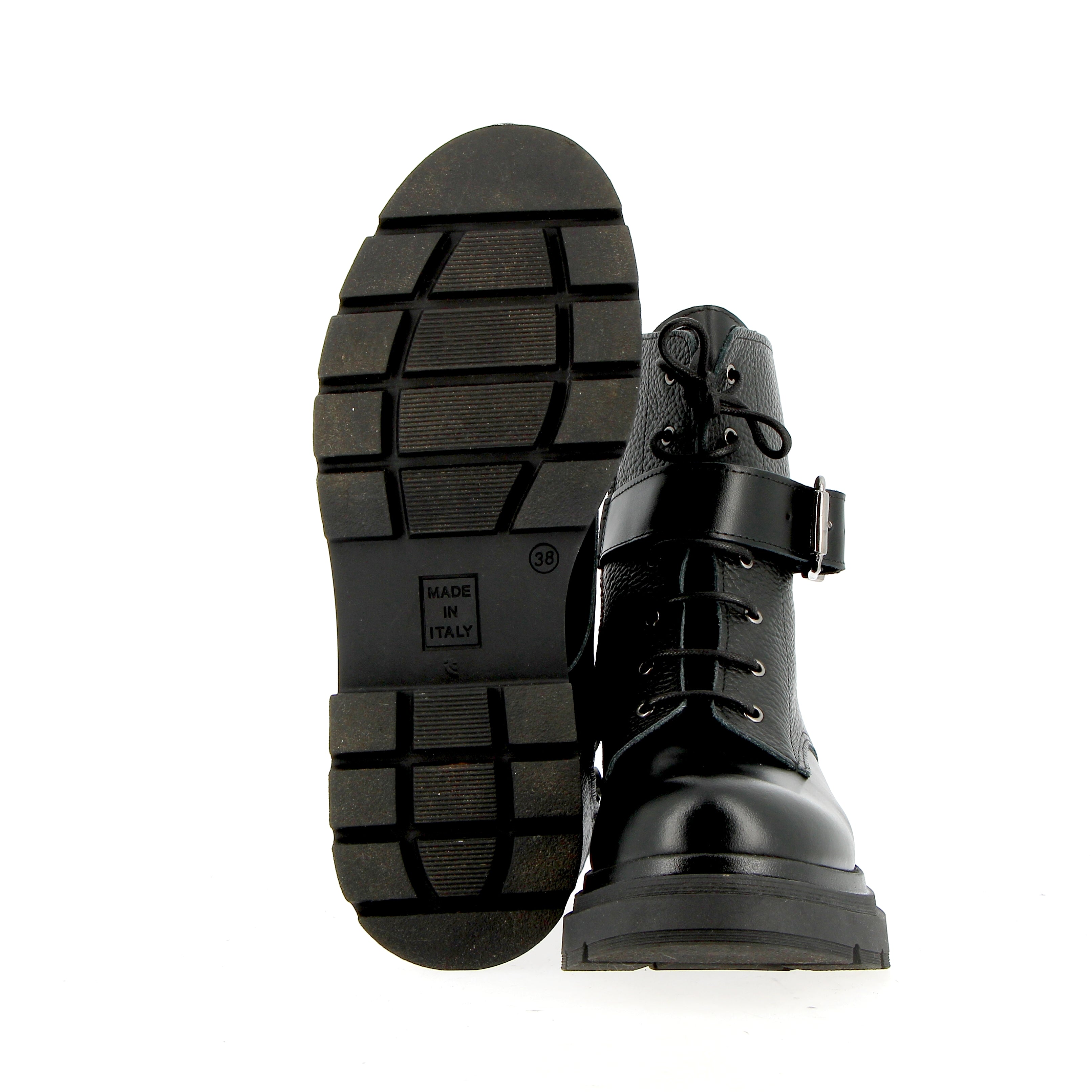 Black leather biker with strap