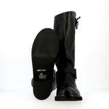 High Biker Boot in Black Leather