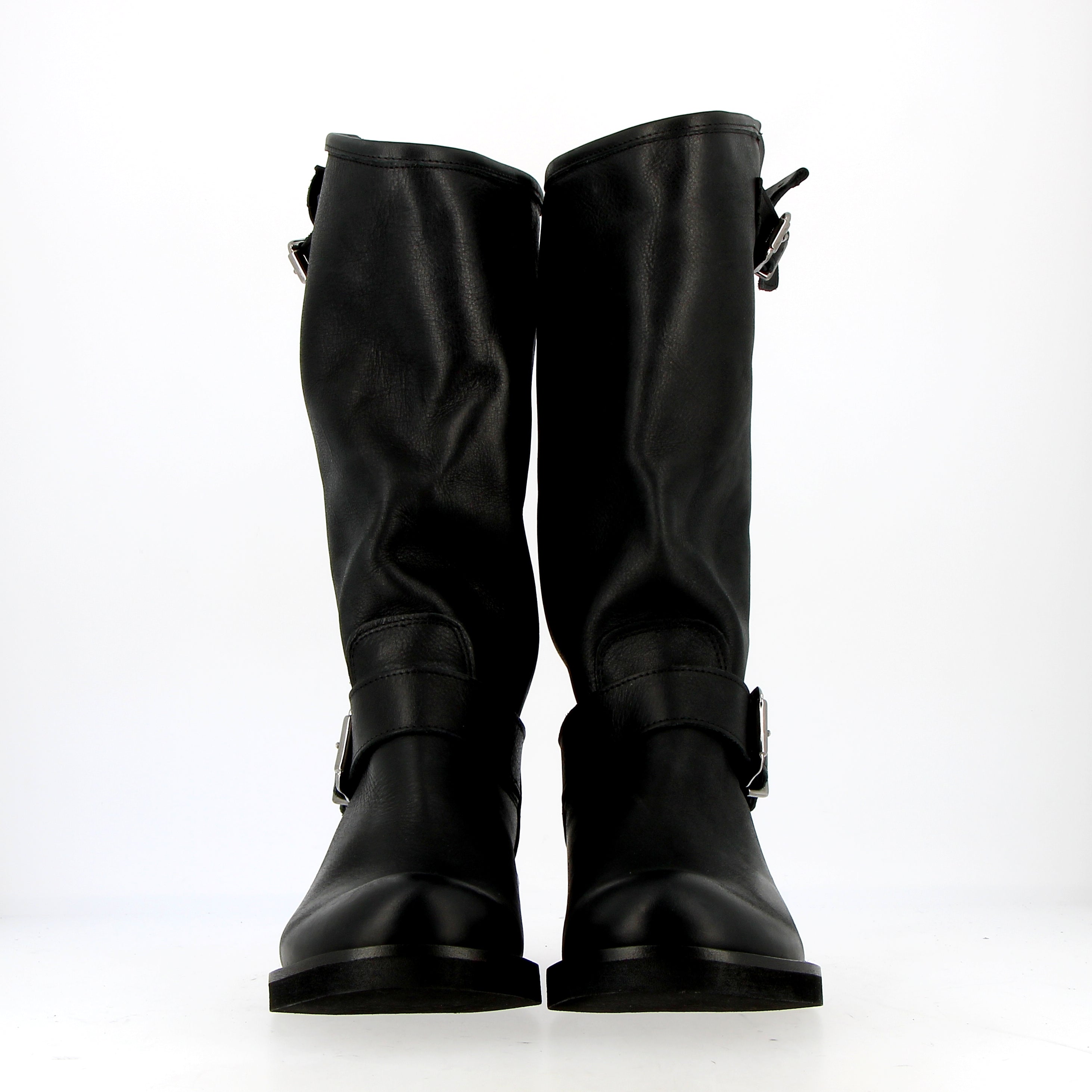 High Biker Boot in Black Leather