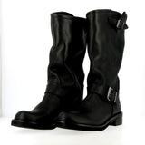 High Biker Boot in Black Leather