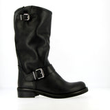 High Biker Boot in Black Leather