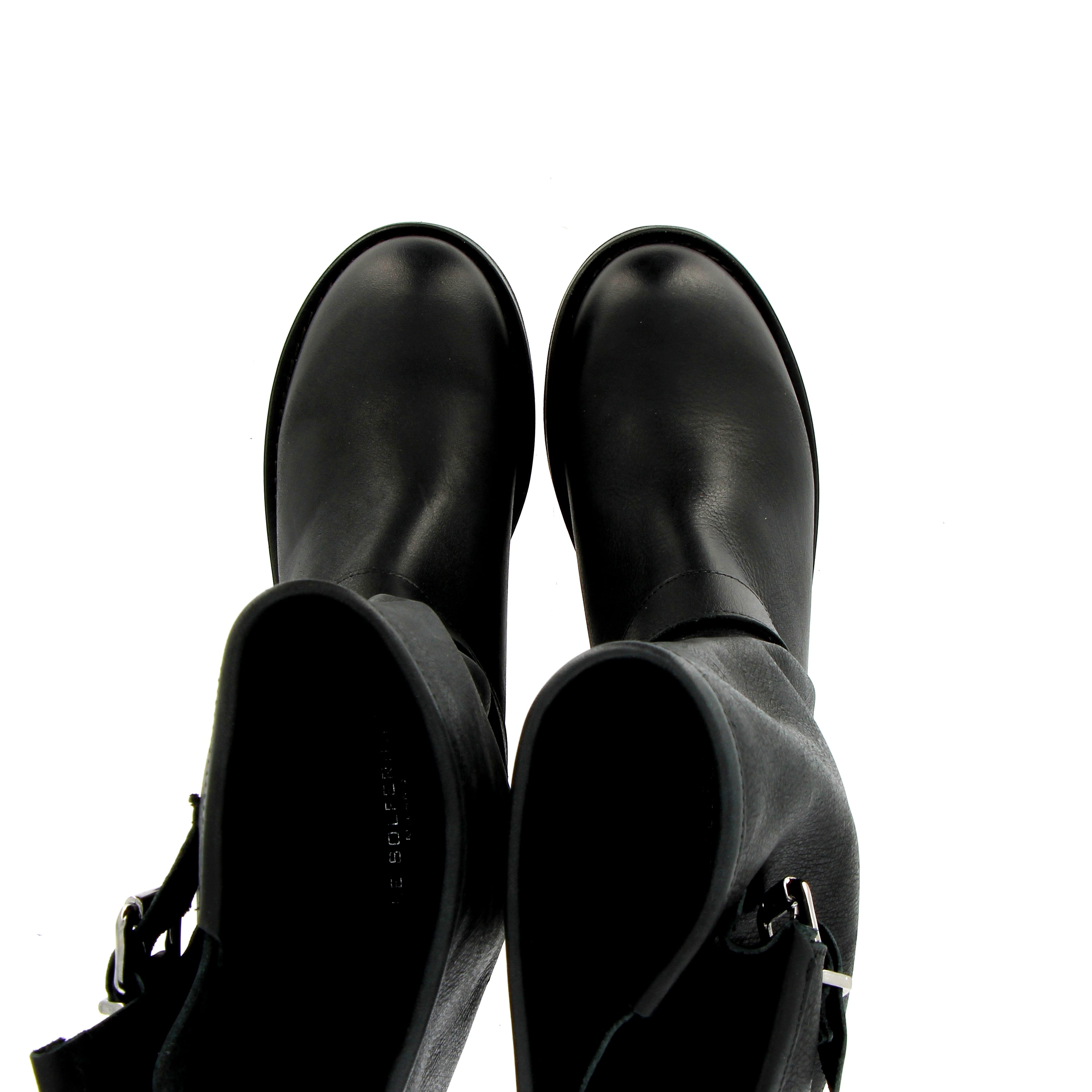 High Biker Boot in Black Leather