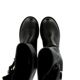 High Biker Boot in Black Leather