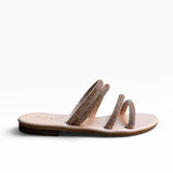 Sandalo Flat con strass nude con quattro listini