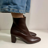 Dark brown suede soft tube boot