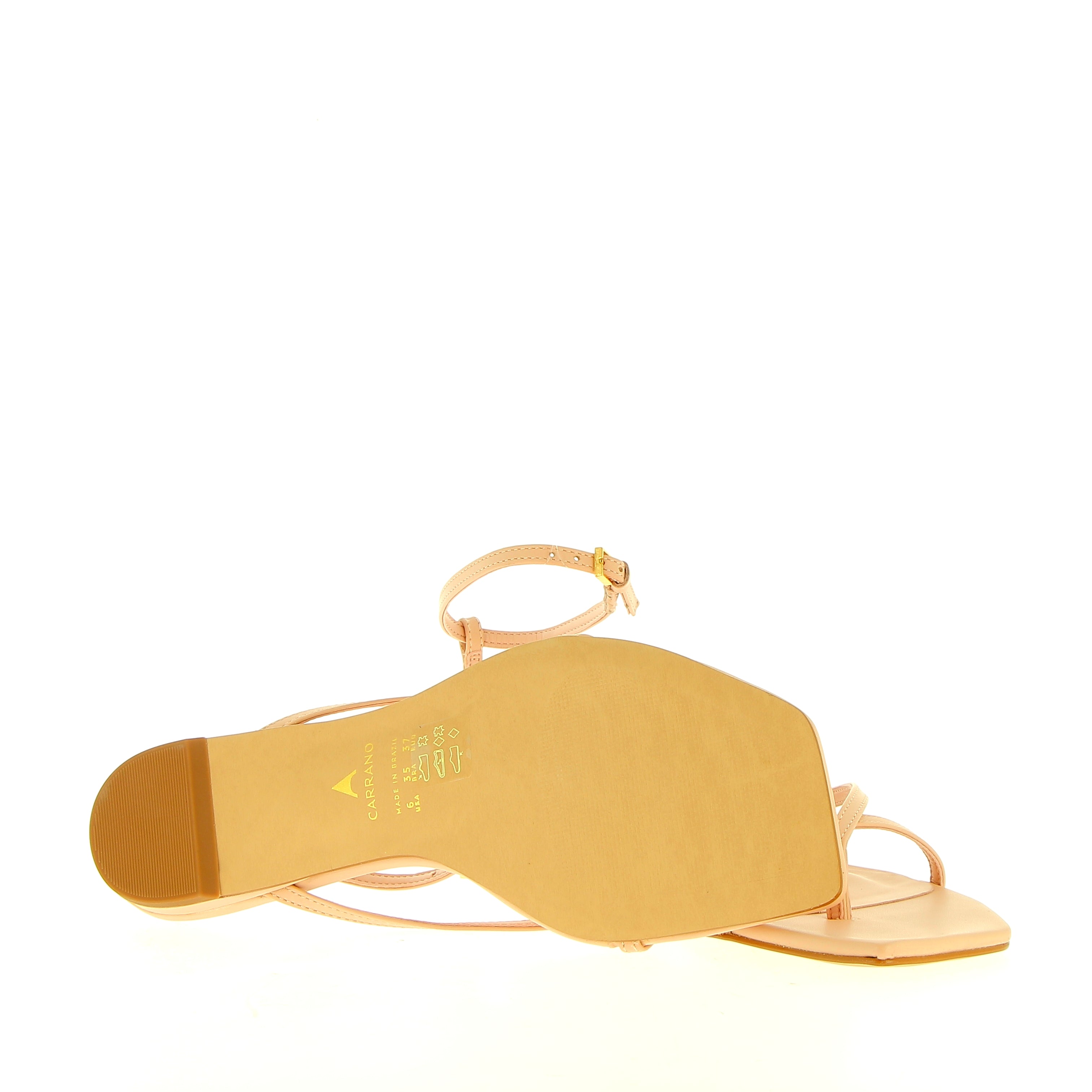 Sandalo basso in pelle nude con cinturino