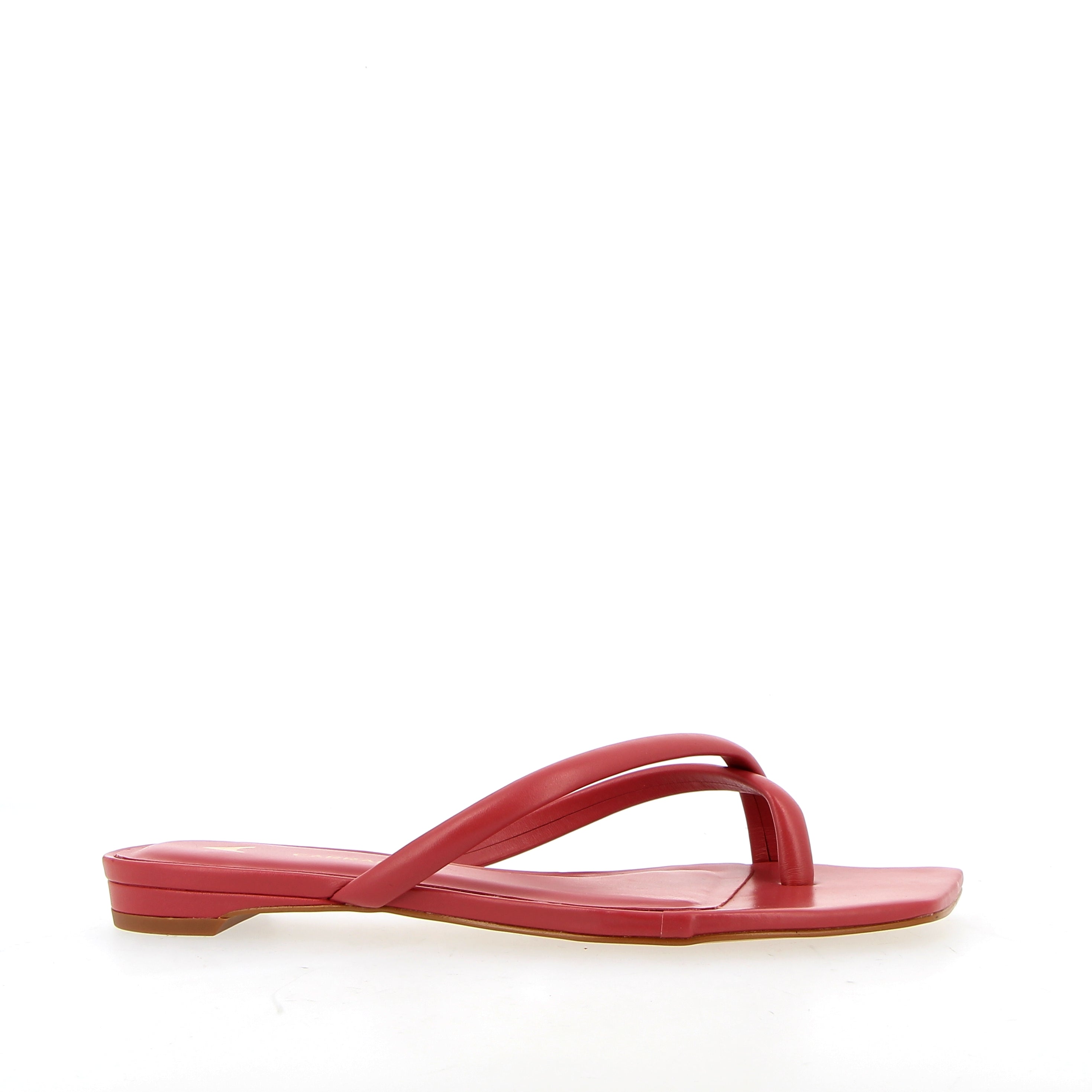 Raspberry leather flat sandal