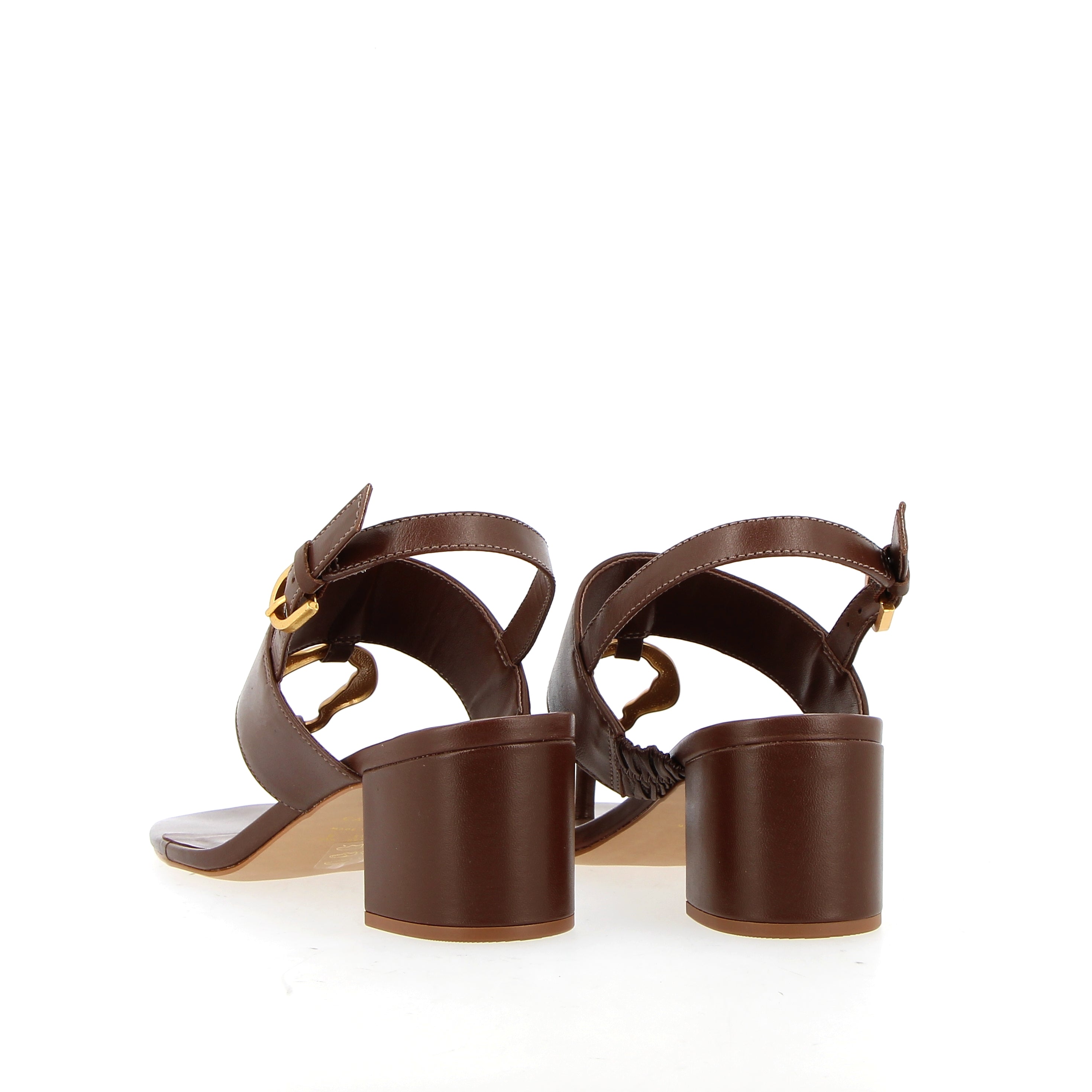 Sandalo in pelle marrone con accessorio