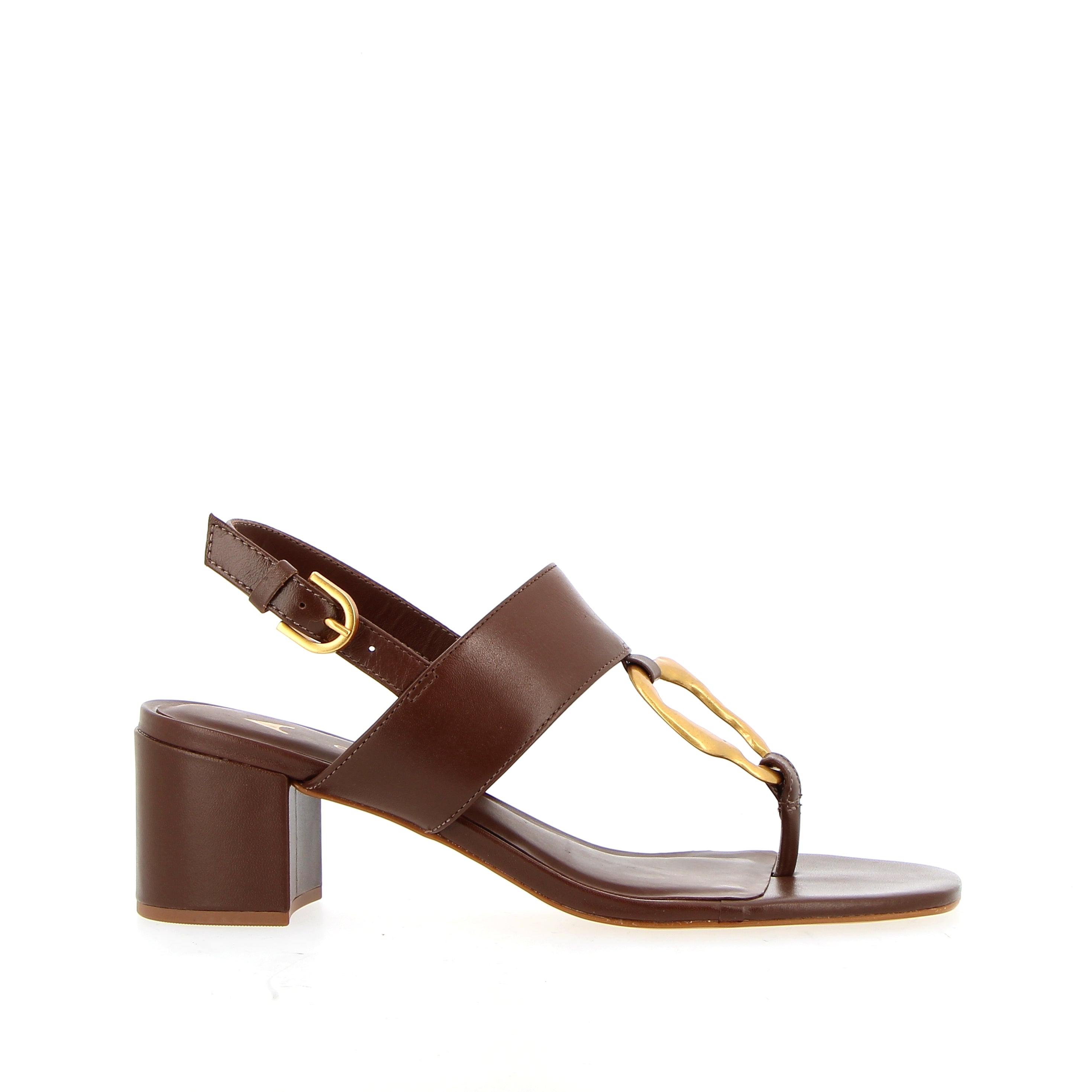 Sandalo in pelle marrone con accessorio