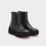 Black sheepskin ankle boot with rubber sole