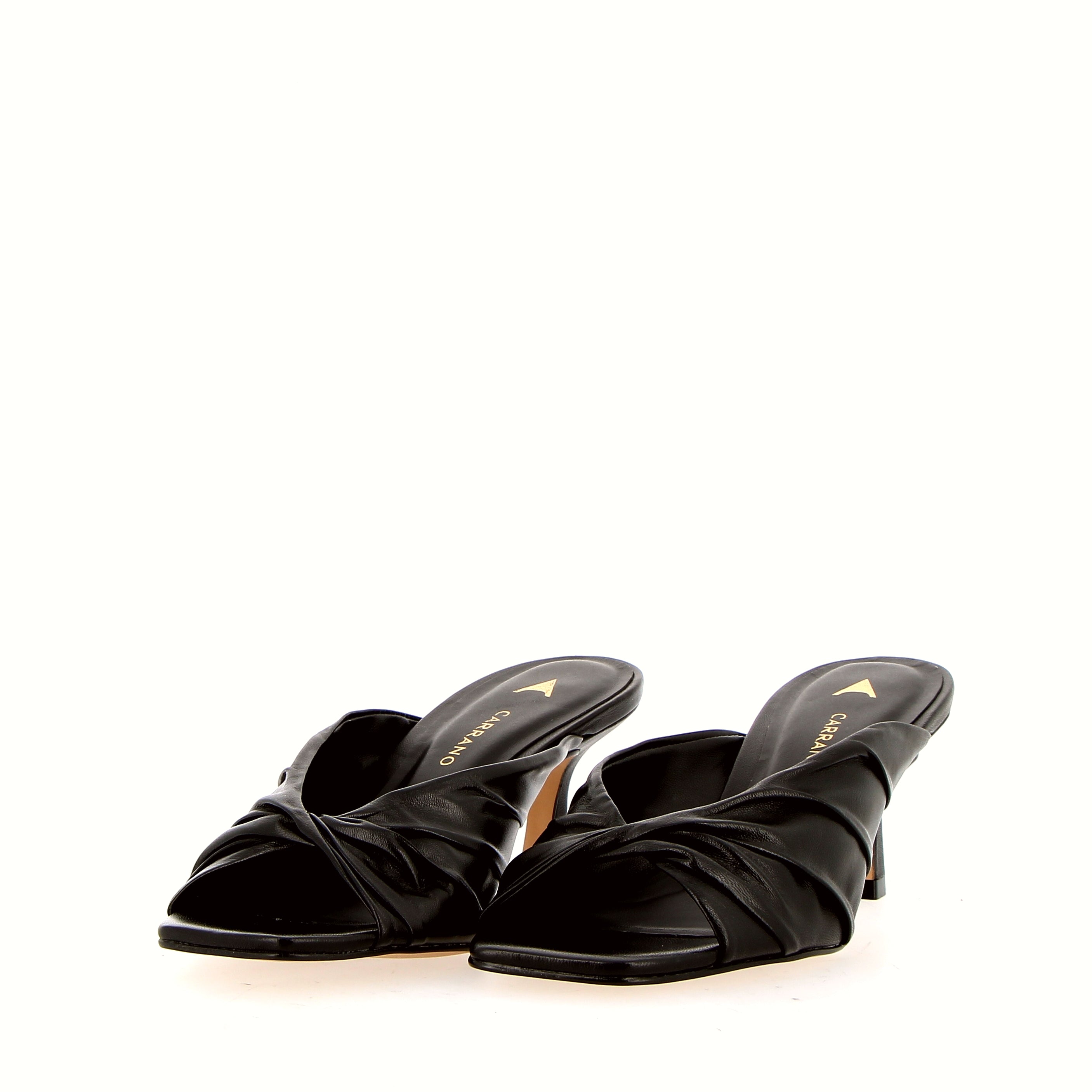 Black leather slide sandal