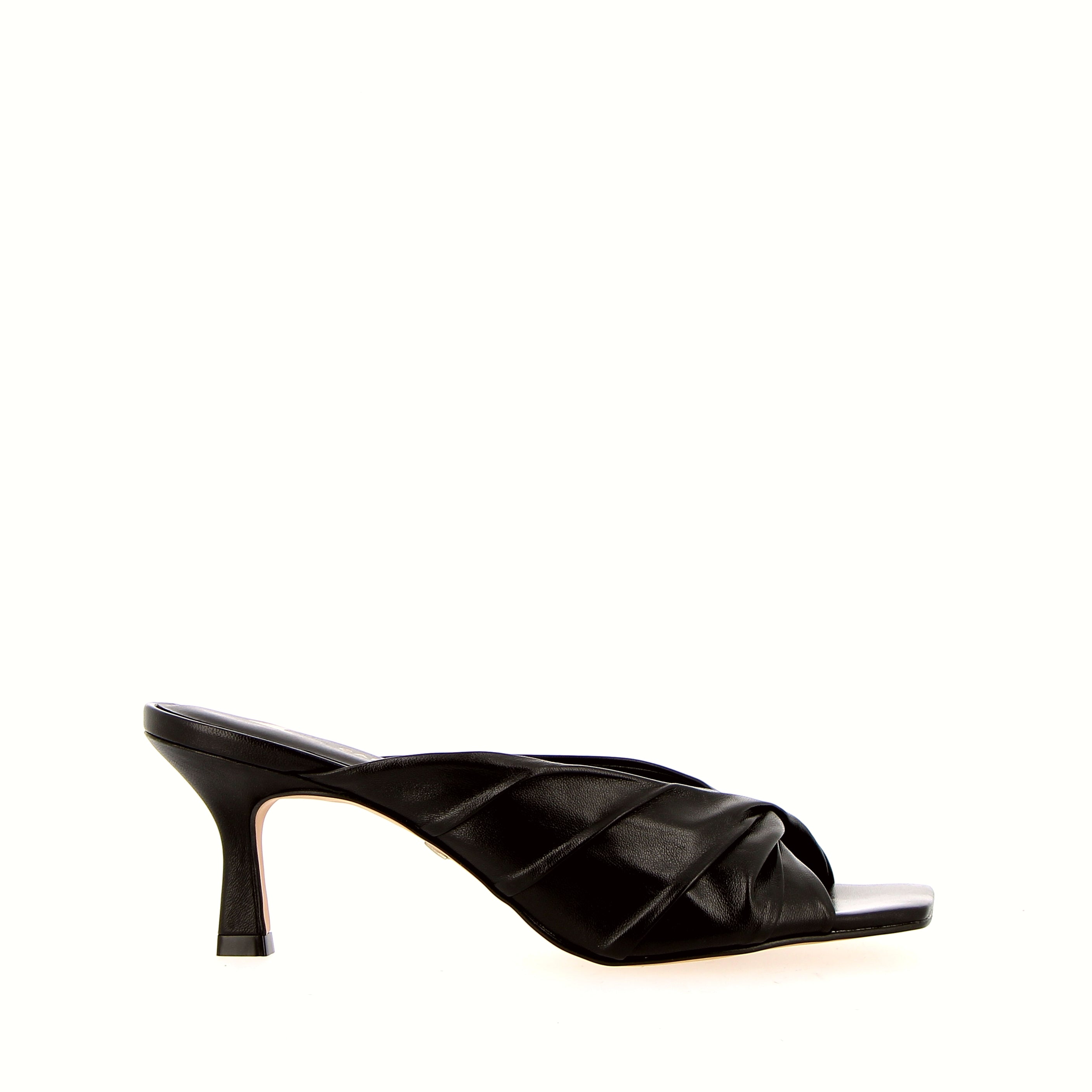 Black leather slide sandal